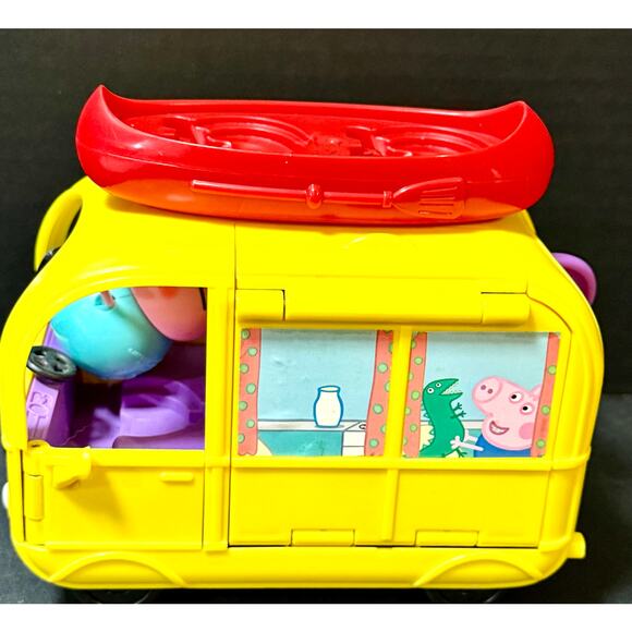 PEPPA PIG PLAY N GO CAMPERVAN tree set #1 canoe sleeping bags swing 3 figures - Picture 10 of 10